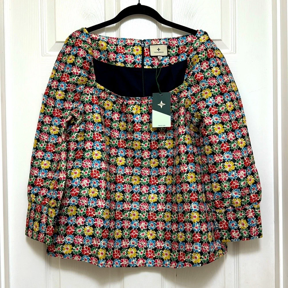 NWT Tuckernuck Punchy Jacquard Pink Emilie Blouse